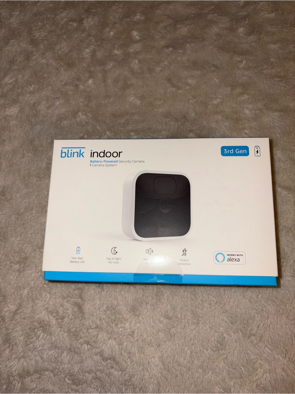 Blink Battery-Powered Indoor Security Camera - White/Blue